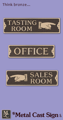 Tasting Room signs bronze sign