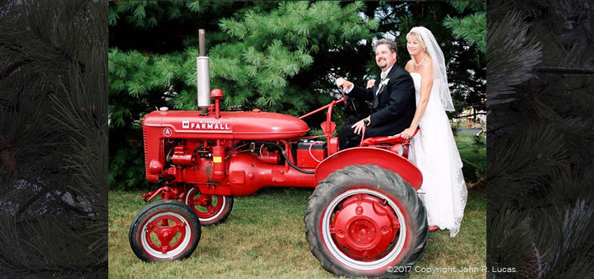 Wedding ride on Farmall A