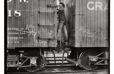 Hobo on train