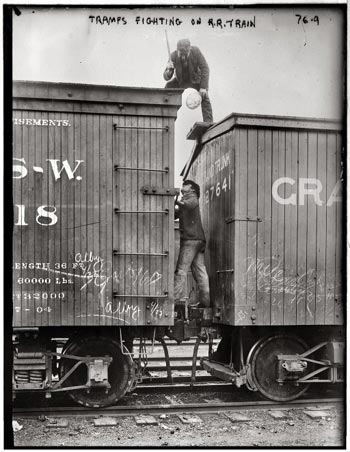 fighting bumbs on a train