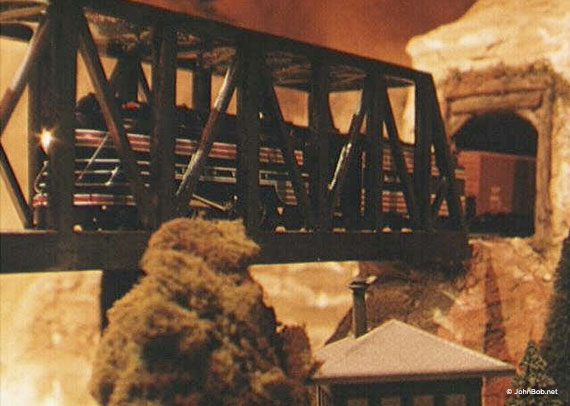 O gauge engine on train layout - Lehigh Valley engine